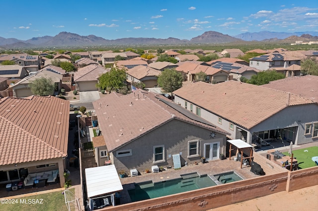 bird's eye view with a mountain view