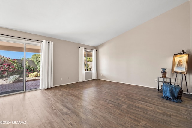 spare room with dark wood-type flooring