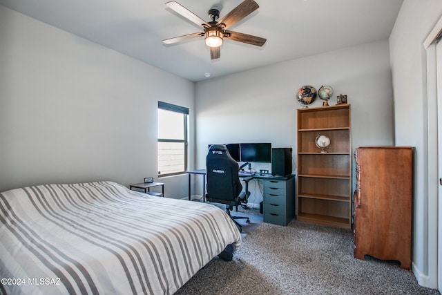 bedroom with carpet flooring and ceiling fan