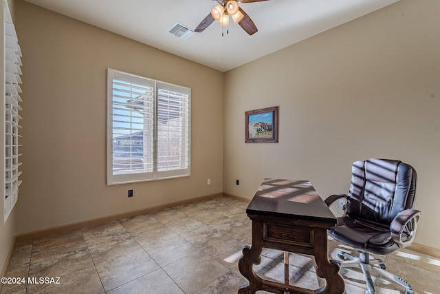 office featuring ceiling fan