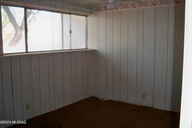 interior space featuring wood walls