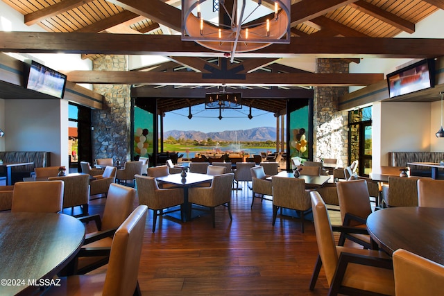 lobby with a mountain view