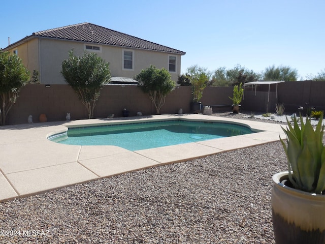 view of swimming pool with a patio