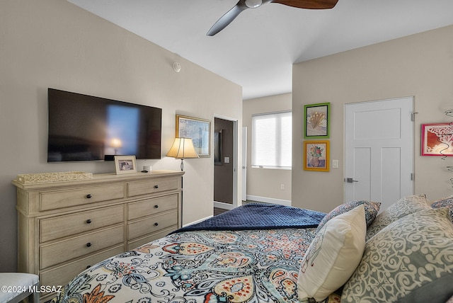 bedroom featuring ceiling fan