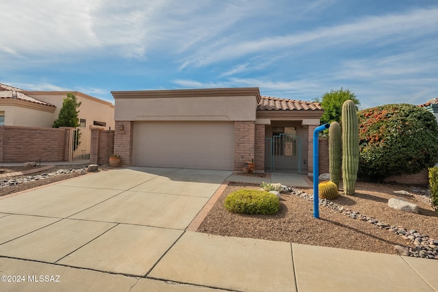 view of front of property with a garage