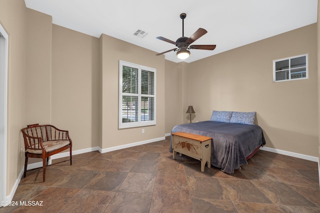 bedroom featuring ceiling fan