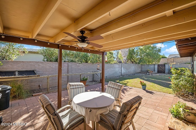 view of patio / terrace featuring ceiling fan