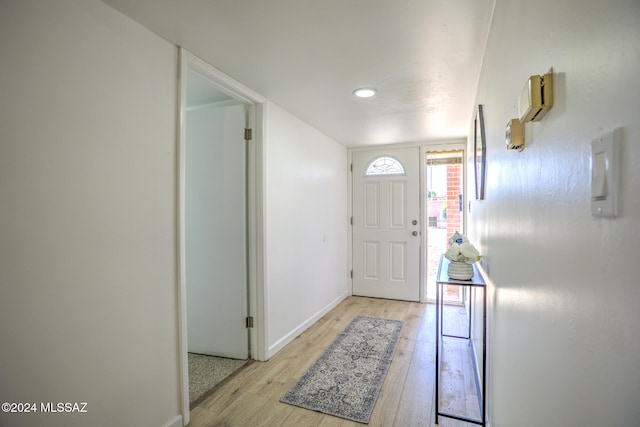 foyer with light wood-type flooring