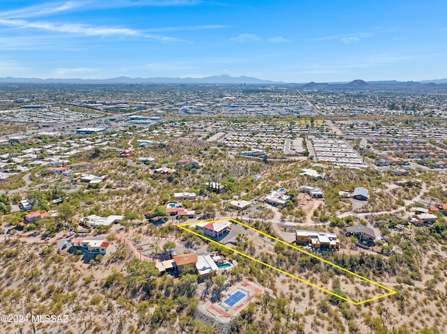 aerial view with a mountain view