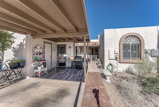 view of patio with area for grilling