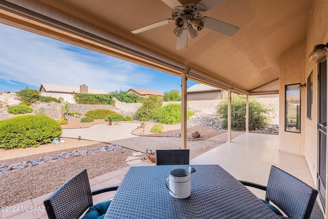 view of patio / terrace featuring ceiling fan