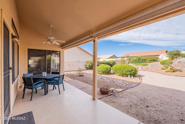 view of patio / terrace featuring ceiling fan