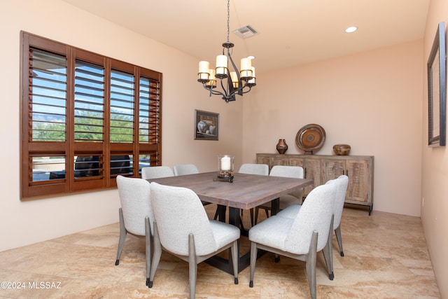 dining room with an inviting chandelier