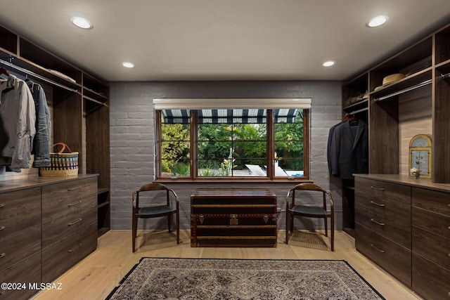 walk in closet featuring light hardwood / wood-style floors