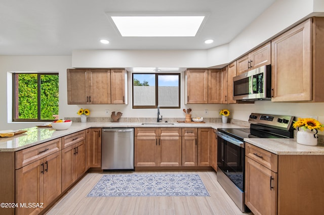 kitchen with a healthy amount of sunlight, stainless steel appliances, and sink