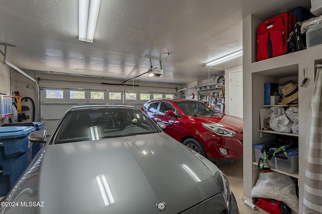 garage with a garage door opener