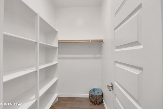 walk in closet featuring wood-type flooring