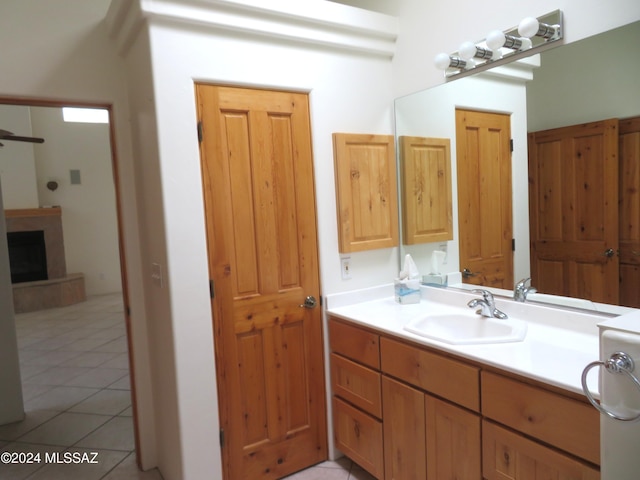 bathroom featuring vanity and tile patterned floors