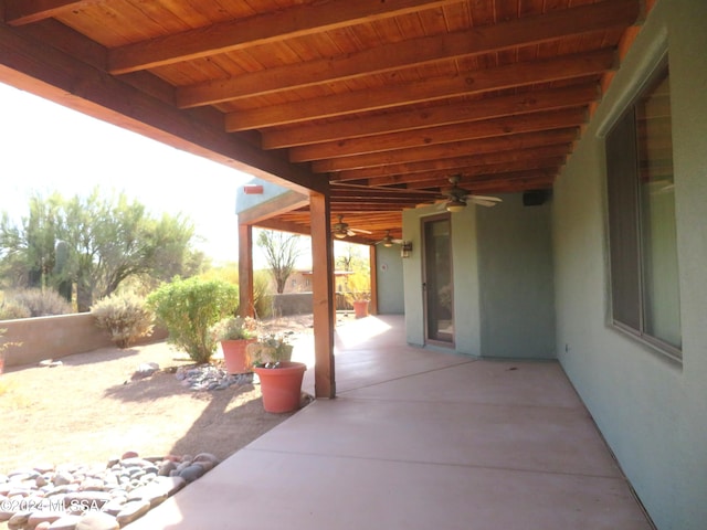 view of patio / terrace featuring ceiling fan