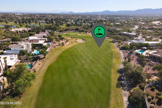 drone / aerial view with a mountain view