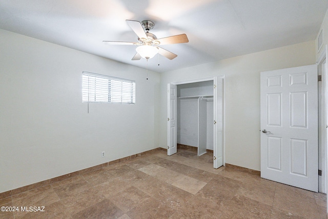 unfurnished bedroom with ceiling fan