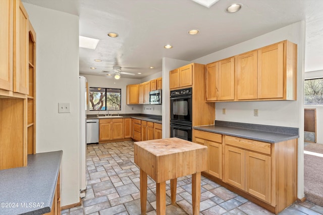 kitchen with light brown cabinetry, stainless steel appliances, and a wealth of natural light