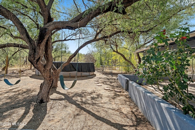 view of yard with a pool