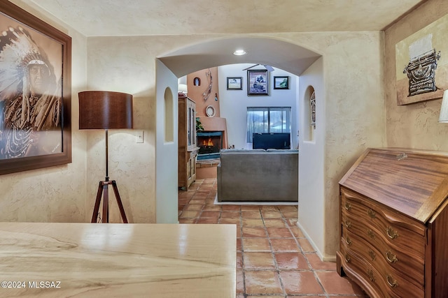 kitchen with light tile patterned floors