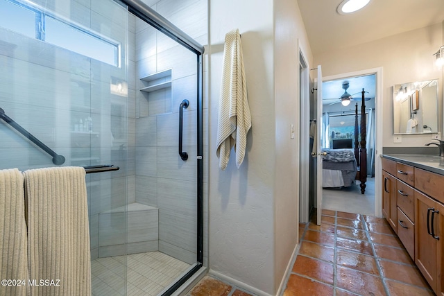 bathroom featuring vanity and walk in shower