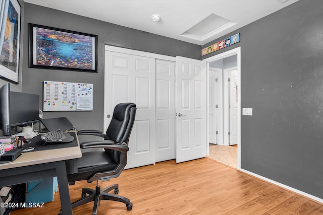 office space featuring light wood-type flooring