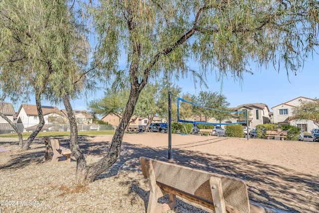 view of play area with volleyball court