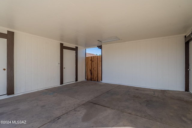 garage with wooden walls