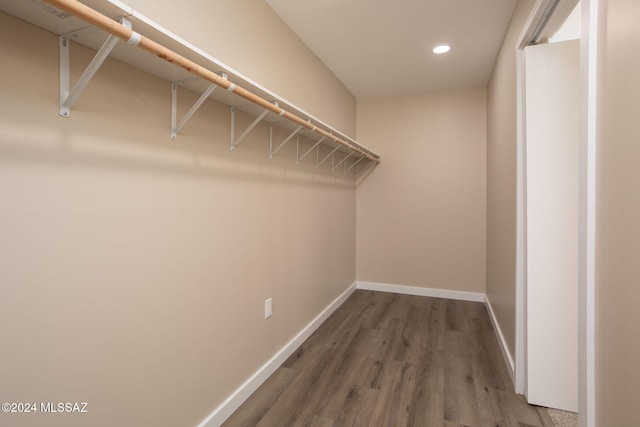 spacious closet featuring hardwood / wood-style flooring
