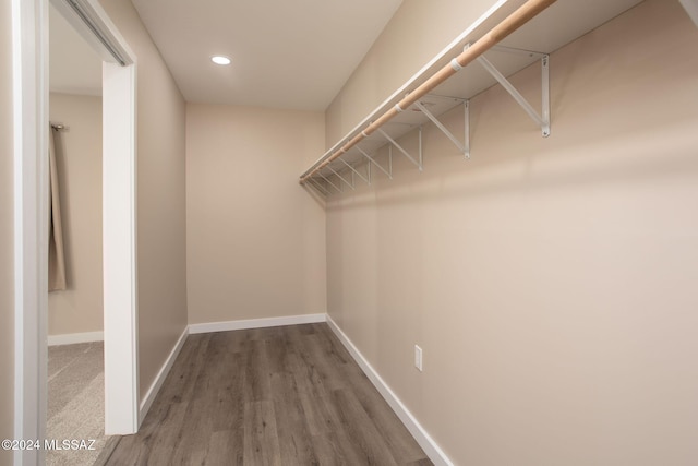 spacious closet with hardwood / wood-style flooring