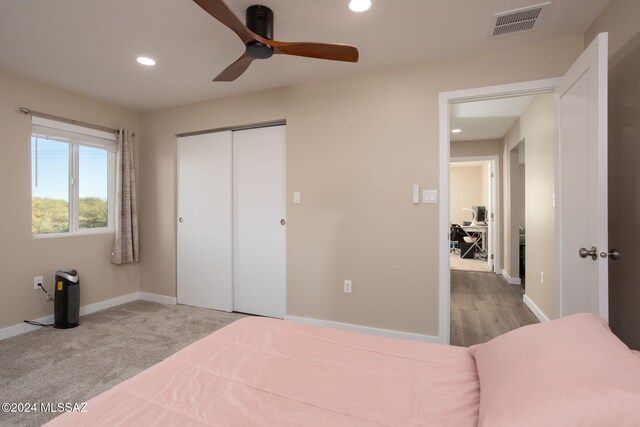 2222 W Stormy Trl, Benson, AZ 85602 - bedroom featuring recessed lighting, baseboards, a closet, and a ceiling fan