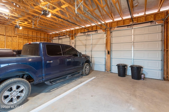 garage with a garage door opener