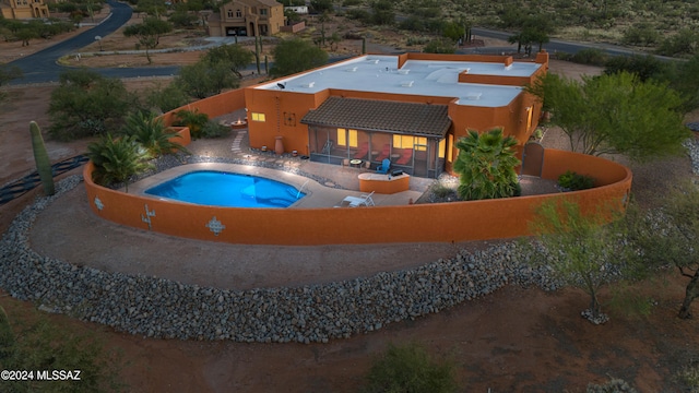 view of swimming pool featuring a patio