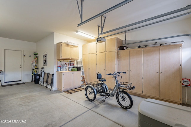 garage with a garage door opener