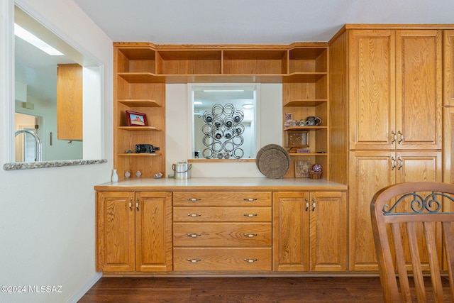 interior space with dark hardwood / wood-style floors