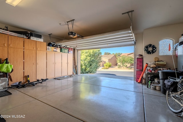 garage with a garage door opener