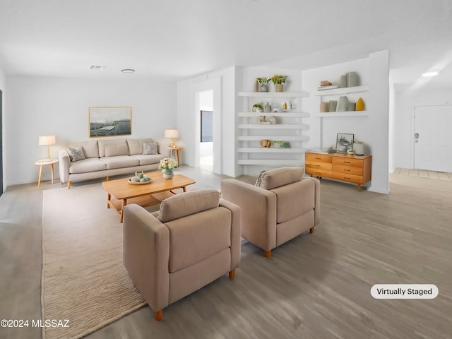 living room featuring light wood-type flooring