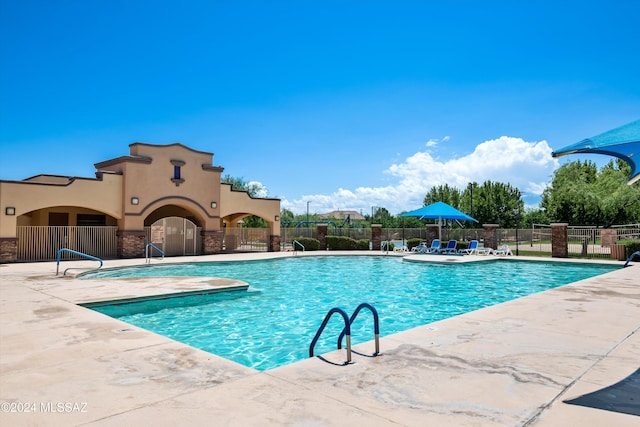 view of pool with a patio