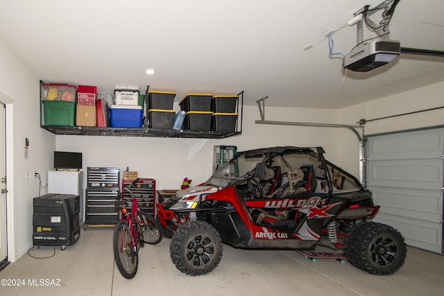 garage with a garage door opener