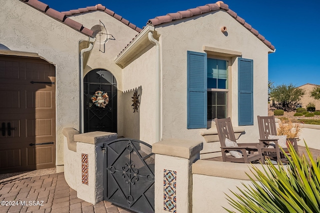 entrance to property with a garage