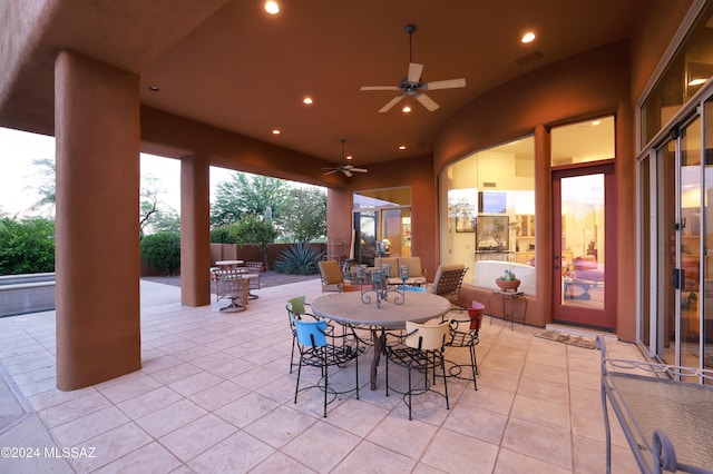 view of patio / terrace featuring ceiling fan