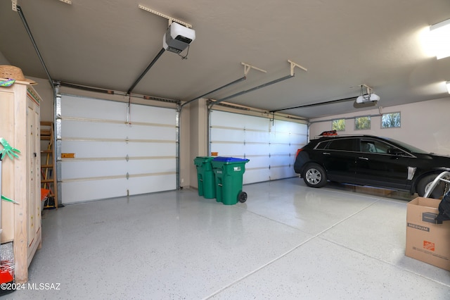 garage with a garage door opener