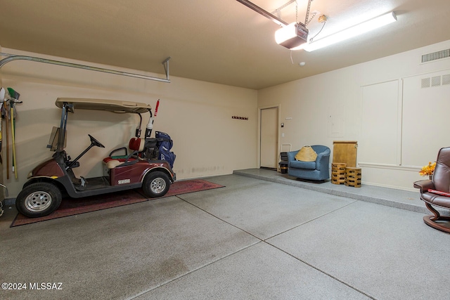 garage with a garage door opener