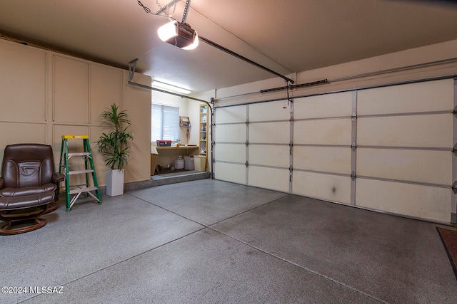 garage with a garage door opener