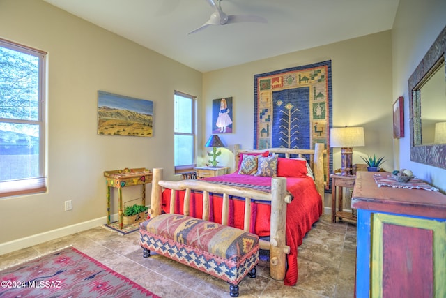 bedroom featuring ceiling fan