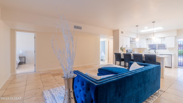 view of tiled living room